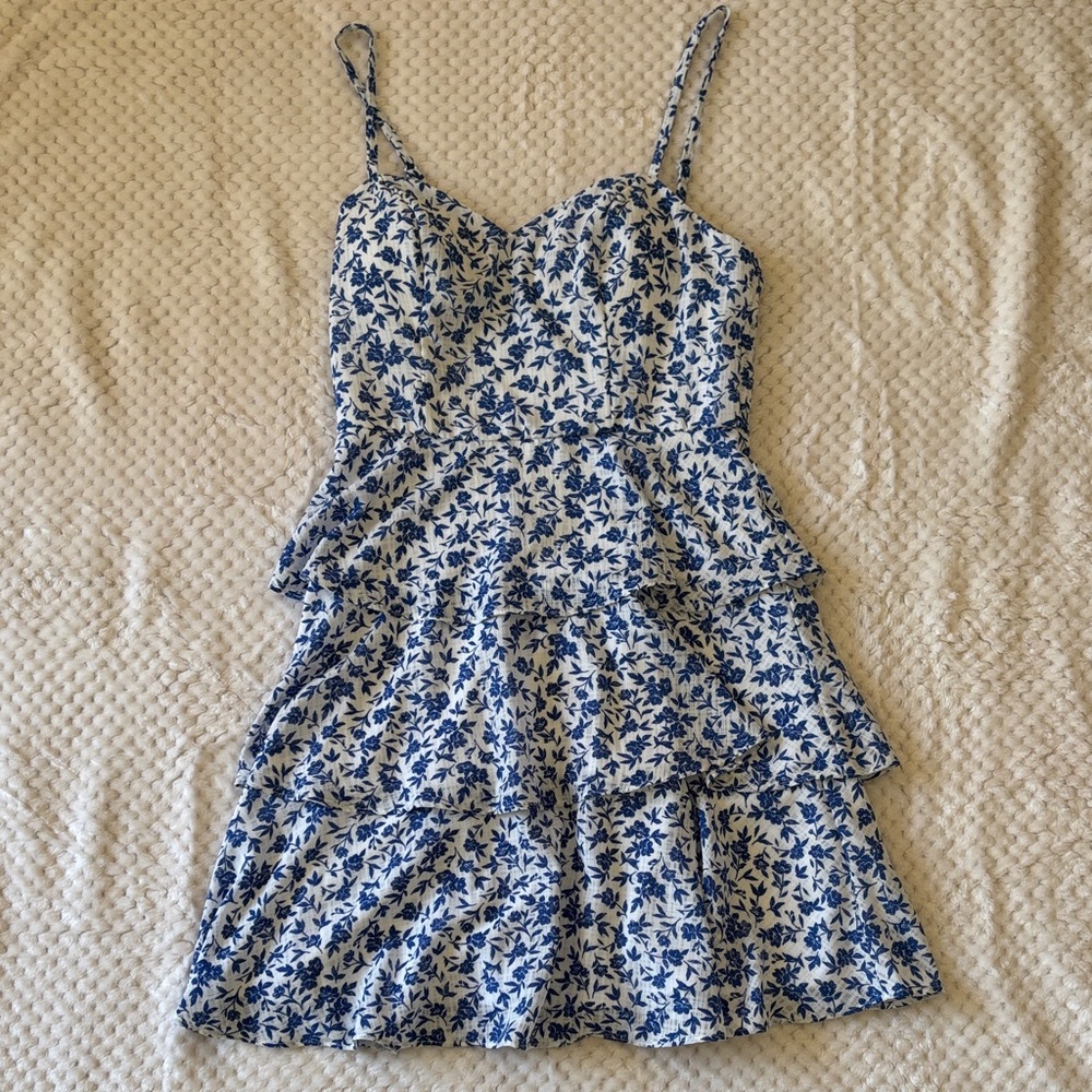 Blue and White Floral Tiered Sundress